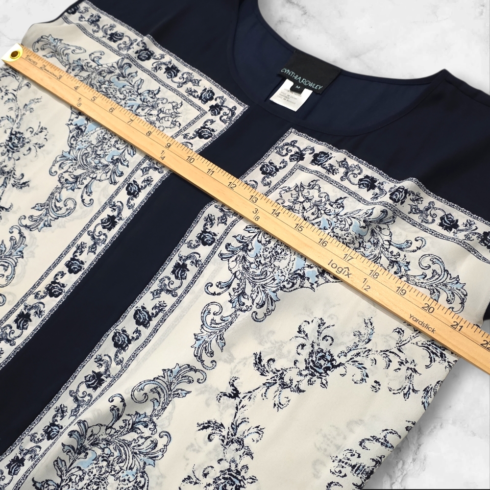 Cynthia Rowley Navy and White Sleeveless Blouse Shirt Top Size Medium (M) C42 - Picture 8 of 8